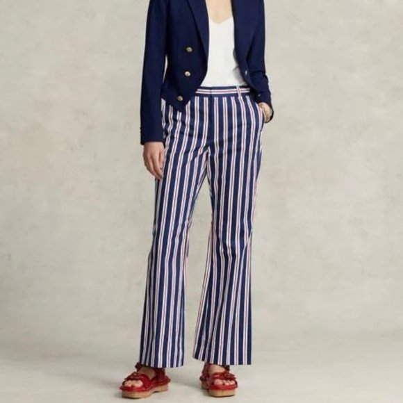 Polo Ralph Lauren Stripe Flared Trousers Red White Blue